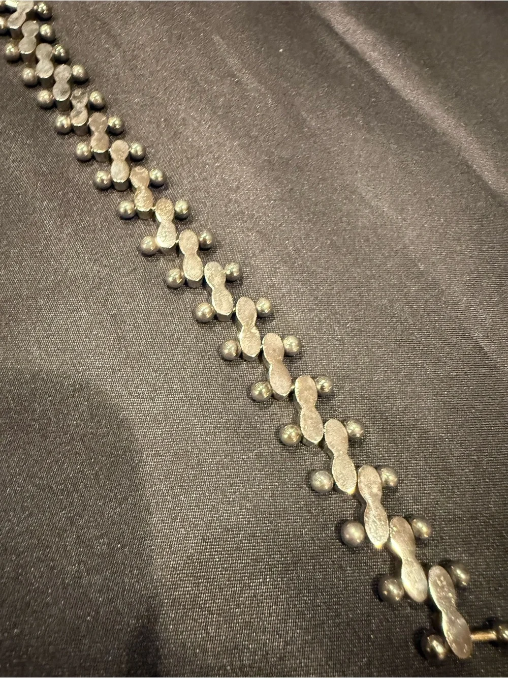 Sterling Silver Peanut Chain Link Bracelet - Hammered Texture Modern Link